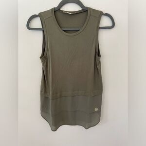 Michael kors sleeveless shirt in army green, mostly made of polyester NWOT small